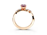 Solitaire Engagement Ring Setting for Fancy Pink Emerald Cut Center with Marquise Accent Twist Band and Prong Head in Rose Gold