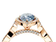 Halo Engagement Ring Setting for Fancy Blue Marquise Center with Twist Band and Prong Head in Rose Gold