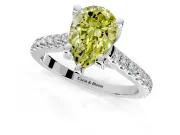 Solitaire Engagement Ring Setting for Fancy Yellow Pear-Shaped Center with Widening Pave Band and Claw Prong Head in Sterling Silver