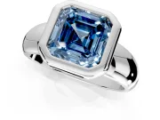 Solitaire Engagement Ring Setting for Fancy Blue Asscher Cut Center with Wide Band and Bezel Head in Platinum