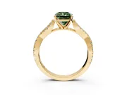 Solitaire Engagement Ring Setting for Fancy Green Radiant Cut Center with Twisted Pave Split Shank and Prong Head in Yellow Gold