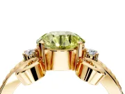 Solitaire Engagement Ring Setting for Fancy Yellow Round Cut Center with Twisted Band and Scroll Prong Head in Yellow Gold