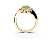 Halo Engagement Ring Setting for Fancy Yellow Round Cut Center with Milgrain Channel Band and Prong Head in Yellow Gold