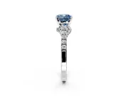 Solitaire Engagement Ring Setting for Fancy Blue Cushion Cut Center with Crossover Accents and Prong Head in Platinum