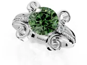 Solitaire Engagement Ring Setting for Fancy Green Round Cut Center with Twisted Band and Scroll Prong Head in Platinum