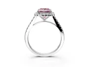 Halo Engagement Ring Setting for Fancy Pink Princess Cut Center with Narrowing Pave Band and Prong Head in White Gold