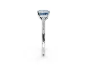 Solitaire Engagement Ring Setting for Fancy Blue Princess Cut Center with Channel Accents and Prong Head in Sterling Silver