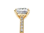 Solitaire Engagement Ring Setting for Princess Cut Center with Channel Accents and Prong Head in Yellow Gold