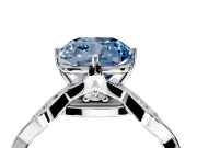 Solitaire Engagement Ring Setting for Fancy Blue Cushion Cut Center with Accented Twist Band and Leaf Prong Head in Sterling Silver