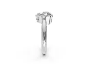 Halo Engagement Ring Setting for Heart-Shaped Center with Tapered Plain Band and Prong Head in Sterling Silver