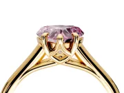Solitaire Engagement Ring Setting for Fancy Pink Heart-Shaped Center with Cathedral Band and Prong Head in Yellow Gold