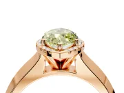 Halo Engagement Ring Setting for Fancy Yellow Marquise Center with Knife Ridge Cathedral Band and Prong Head in Rose Gold