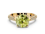 Solitaire Engagement Ring Setting for Fancy Yellow Round Cut Center with Multi-Row Accents and Prong Head in Yellow Gold
