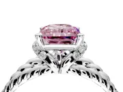 Halo Engagement Ring Setting for Fancy Pink Radiant Cut Center with Rope Twist Split Shank and Prong Head in Sterling Silver