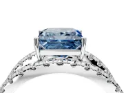 Solitaire Engagement Ring Setting for Fancy Blue Princess Cut Center with Wide-Open Split Shank and Prong Head in Sterling Silver