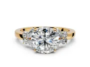 Solitaire Engagement Ring Setting for Round Cut Center with Marquise Flower Shoulders and Prong Head in Yellow Gold