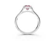 Solitaire Engagement Ring Setting for Fancy Pink Emerald Cut Center with V Split Shank and Bezel Head in Platinum