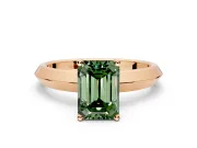 Solitaire Engagement Ring Setting for Fancy Green Emerald Cut Center with Wide Knife Ridge Band and Prong Head in Rose Gold