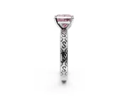 Solitaire Engagement Ring Setting for Fancy Pink Princess Cut Center with Scrollwork Band and Prong Head in White Gold