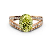 Split Shank Engagement Ring Setting for Fancy Yellow Oval Center with Pave Split Shank and Prong Head in Rose Gold