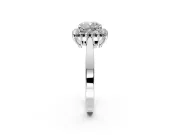 Starburst Halo Engagement Ring Setting for Cushion Cut Center with Flat Cathedral Band and Prong Head in Platinum