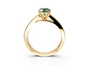 Solitaire Engagement Ring Setting for Fancy Green Oval Center with Princess Cut Channel Band and Prong Head in Yellow Gold