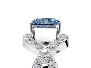 Halo Engagement Ring Setting for Fancy Blue Radiant Cut Center with Pave Infinity Twist Band and Prong Head in Platinum