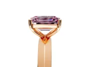 Solitaire Engagement Ring Setting for Fancy Pink Emerald Cut Center with Wide Knife Ridge Band and Prong Head in Rose Gold