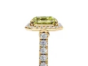 Halo Engagement Ring Setting for Fancy Yellow Asscher Cut Center with Narrowing Pave Band and Prong Head in Yellow Gold