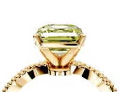 Solitaire Engagement Ring Setting for Fancy Yellow Asscher Cut Center with Twist Band and Bead Prong Head in Yellow Gold