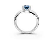 Tension Engagement Ring Setting for Fancy Blue Emerald Cut Center with Wide Flat Band and Tension Head in Sterling Silver