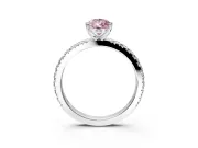 Solitaire Engagement Ring Setting for Fancy Pink Pear-Shaped Center with Fine Pave Band and Claw Prong Head in Sterling Silver