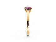 Solitaire Engagement Ring Setting for Fancy Pink Cushion Cut Center with Flat-Sided Plain Band and Prong Head in Yellow Gold