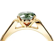 Solitaire Engagement Ring Setting for Fancy Green Oval Center with Channel Accents and Prong Head in Yellow Gold