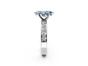 Solitaire Engagement Ring Setting for Fancy Blue Marquise Center with Channel-Set Accents and Prong Head in Sterling Silver