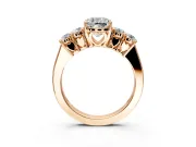 5 Stone Engagement Ring Setting for Cushion Cut Center with Equal Close-Set Accents and Prong Head in Rose Gold