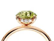 Solitaire Engagement Ring Setting for Fancy Yellow Round Cut Center with Plain Band, Open Basket and Prong Head in Rose Gold