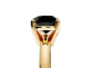 Solitaire Engagement Ring Setting for Fancy Black Cushion Cut Center with Wire Band and Prong Head in Yellow Gold