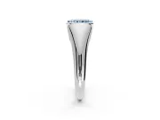 Tension Engagement Ring Setting for Fancy Blue Radiant Cut Center with Wide Tapered Band and Tension Head in White Gold