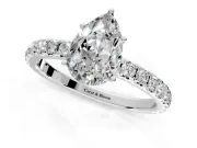 Solitaire Engagement Ring Setting for Pear-Shaped Center with Large Accent Band and Prong Head in Sterling Silver