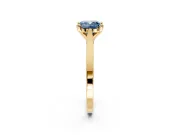 Solitaire Engagement Ring Setting for Fancy Blue Cushion Cut Center with Tapered Shoulders and Prong Head in Yellow Gold