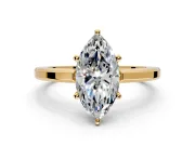 Solitaire Engagement Ring Setting for Marquise Center with Flat-Sided Plain Band and Prong Head in Yellow Gold