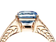Split Shank Engagement Ring Setting for Fancy Blue Asscher Cut Center with Pave Split Shank and Prong Head in Rose Gold