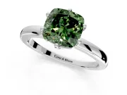 Solitaire Engagement Ring Setting for Fancy Green Cushion Cut Center with Plain Band and Tulip Prong Head in Sterling Silver