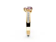 Solitaire Engagement Ring Setting for Fancy Pink Heart-Shaped Center with Princess Cut Channel Band and Prong Head in Yellow Gold