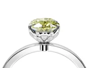 Solitaire Engagement Ring Setting for Fancy Yellow Oval Center with Thin Rounded Plain Band and Prong Head in Platinum