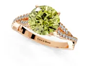 Solitaire Engagement Ring Setting for Fancy Yellow Round Cut Center with Twisted Pave Split Shank and Prong Head in Rose Gold
