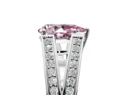 Split Shank Engagement Ring Setting for Fancy Pink Pear-Shaped Center with Pave Split Shank and Prong Head in Platinum