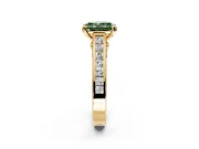 Solitaire Engagement Ring Setting for Fancy Green Radiant Cut Center with Channel Band and Double Claw Prong Head in Yellow Gold