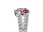 Solitaire Engagement Ring Setting for Fancy Pink Heart-Shaped Center with Pave Split Shank and Prong Head in White Gold